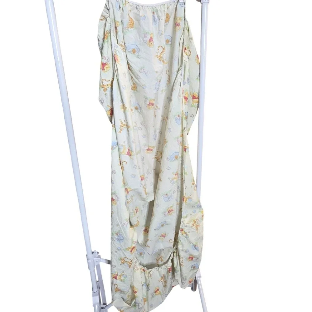 Vtg Disney Winnie Pooh Tigger Piglet Eeyore Fitted Crib Sheet Sage Green Mlticlr